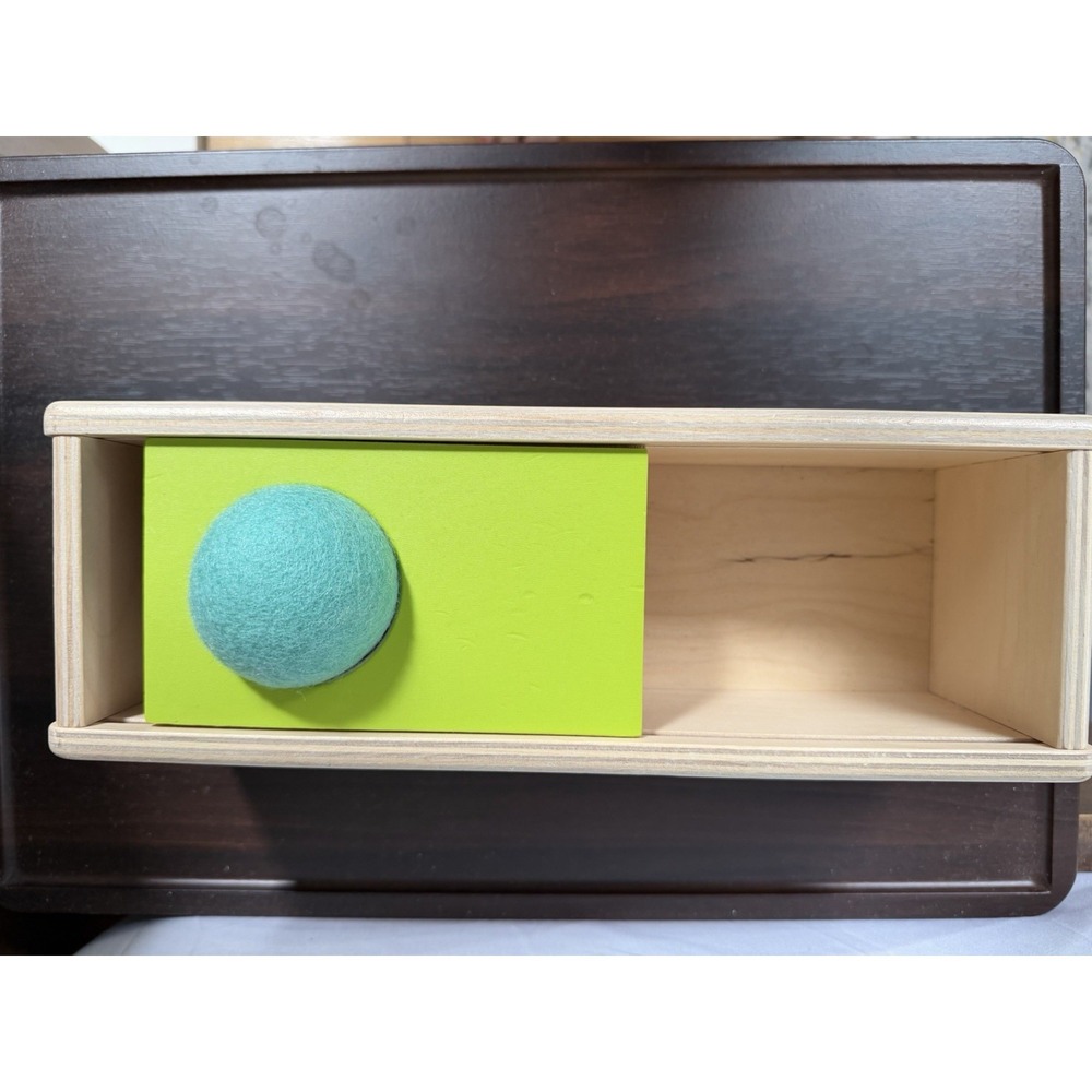 Lovevery Top Sliding Box With Felt Ball Drop Wooden Toy Montessori Sensory